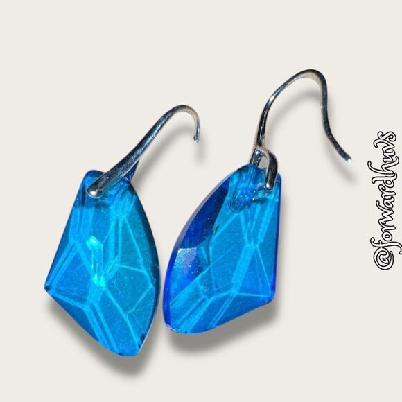 Bundle Sale 3 For $15 | Blue Glass Earrings on Silver Tone Hook - Picture 1 of 8